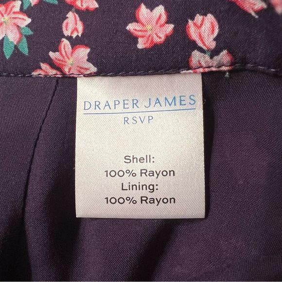 Draper‎ James RSVP Midi Wrap Skirt Size M/L Navy Pink Floral Ruffle - Picture 8 of 10